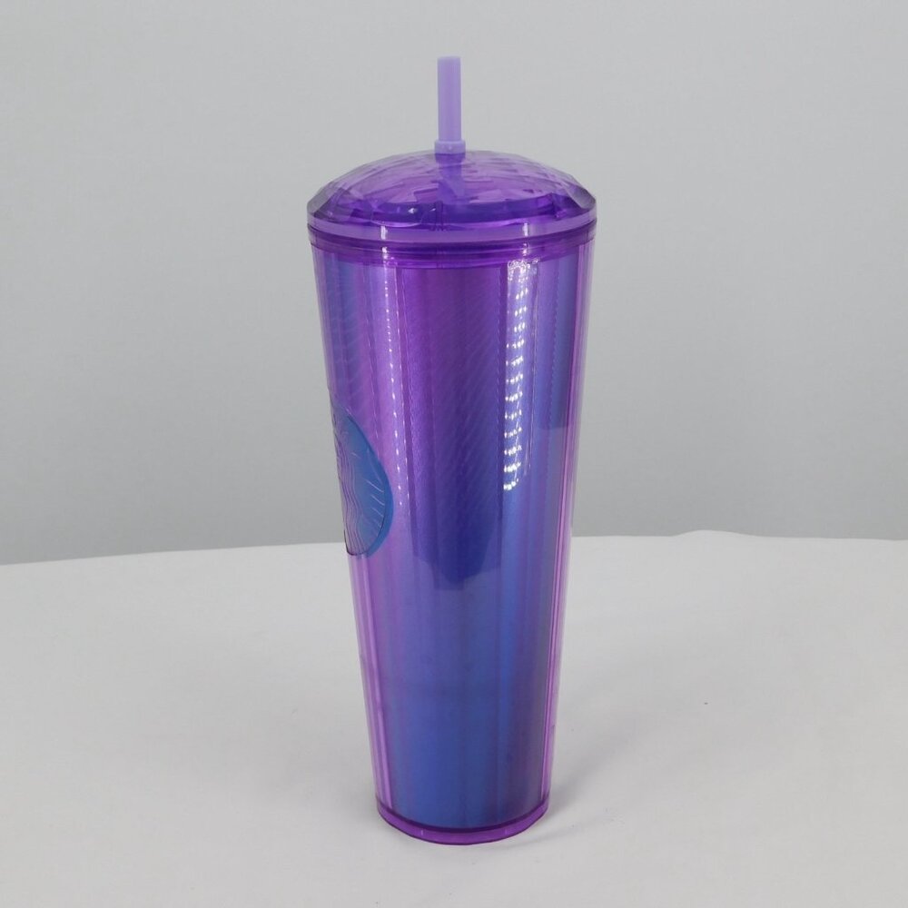 Starbucks Fall 2022 Dark Purple Kaleidoscope Dome Lid 24oz Venti Tumbler Straw - Picture 3 of 8